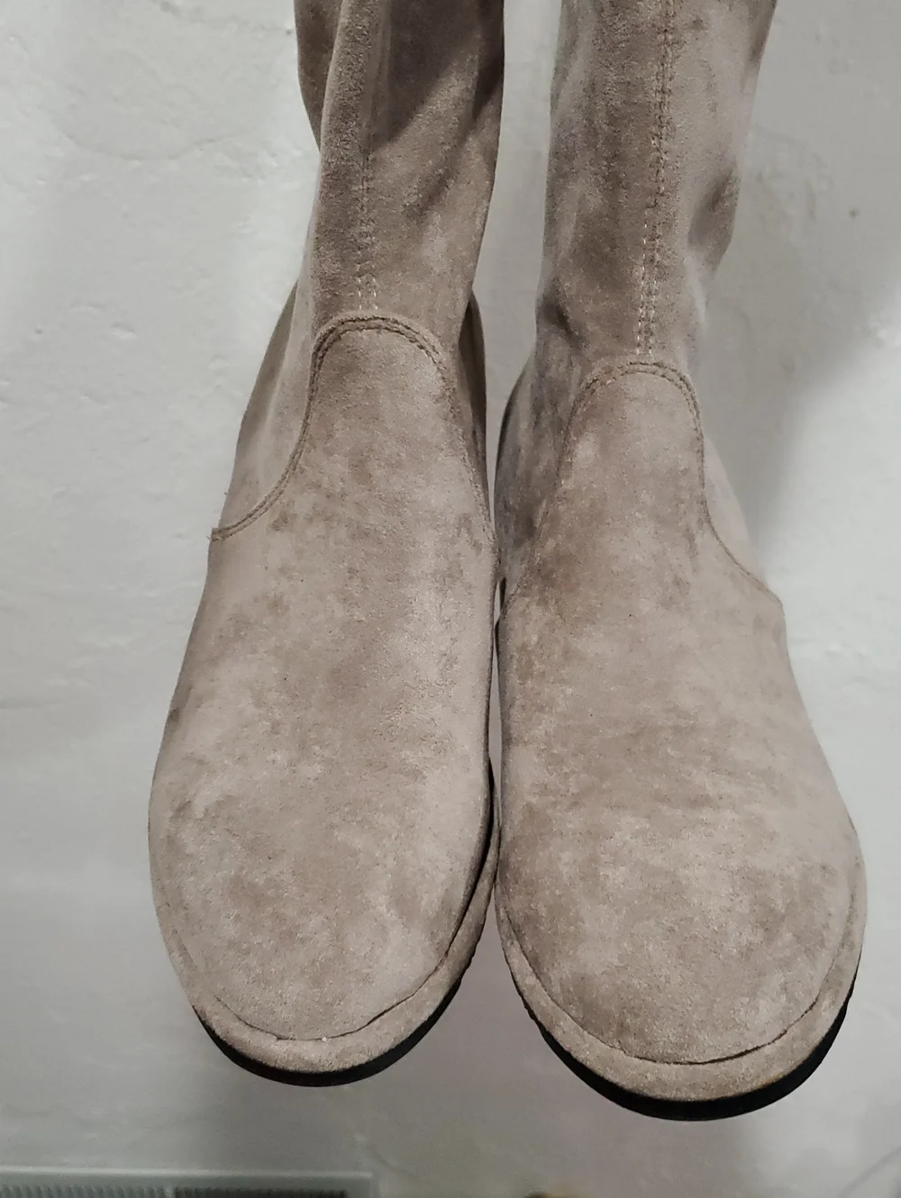 Stuart Weitzman Lowland Suede Over-The-Knee Boots - Taupe/Beige Size 39